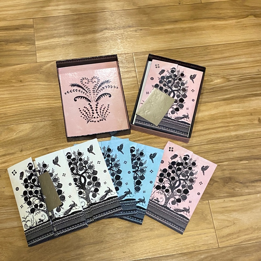 Christian Lacroix Set of Decorative Notecards in Pink, Blue, Cream